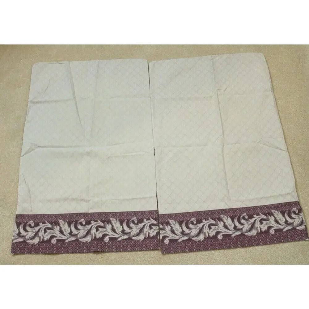 Pillowcase Pair Tan Purple Scrolls Standard Blend Westpoint Stevens Vintage